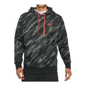 Nike Mens Gray Sportswear Club Long Sleeve Pockets Camo Pullover Hoodie Small